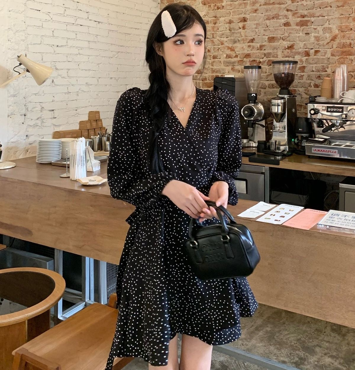 Summer Plus Size Polka Dot V-Neck One-Piece Midi Dress with Tie - Image 3