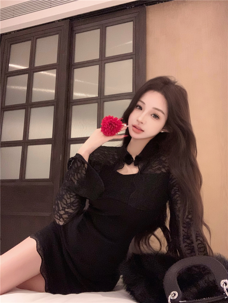 Lace Long Sleeve Bodycon Dress for Women New Elegant Slimming Sexy Dress