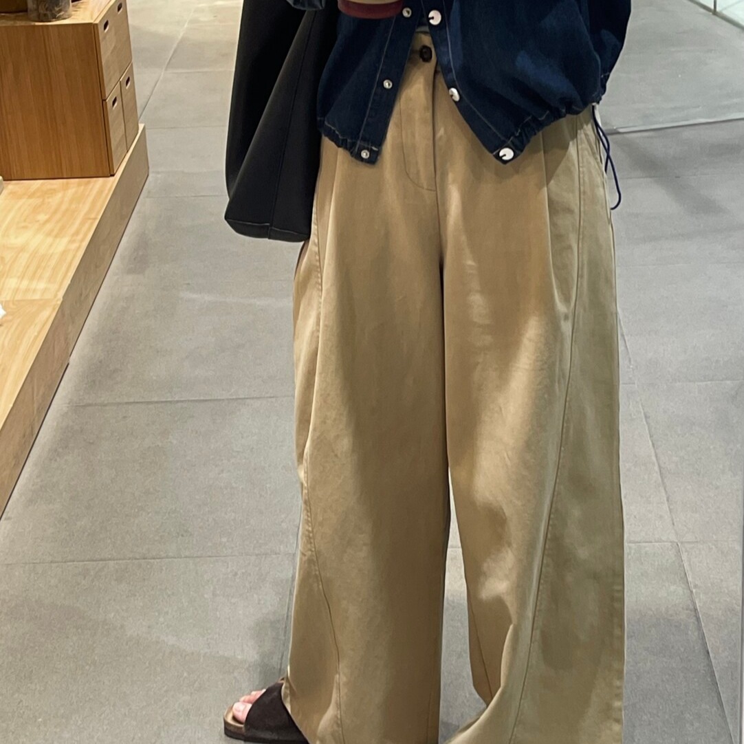 Women's Lazy Style Wide-Leg Pants High Waist Straight Casual Trousers - Image 5