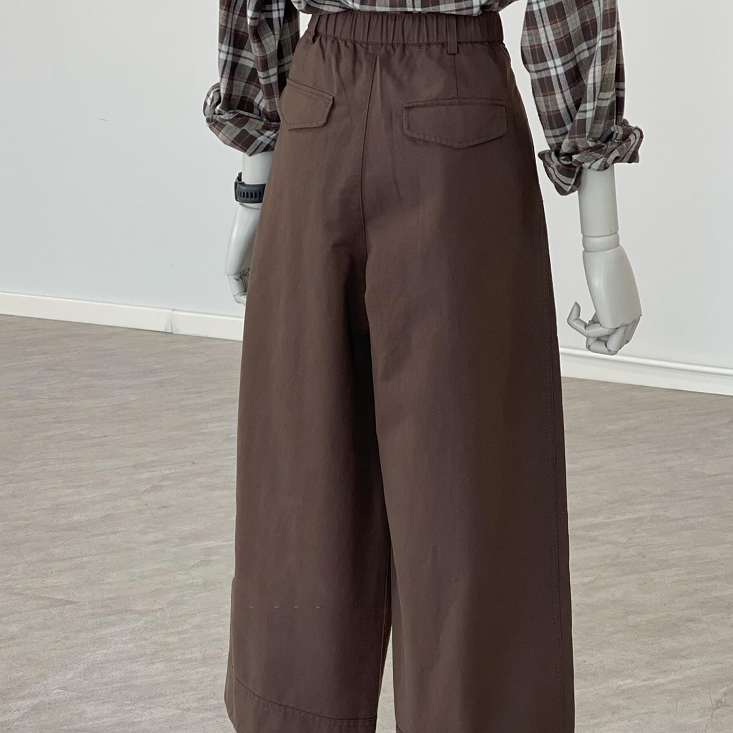 Korean Style Brown Wide-Leg Casual Pants for Women Loose Straight High Waist - Image 5