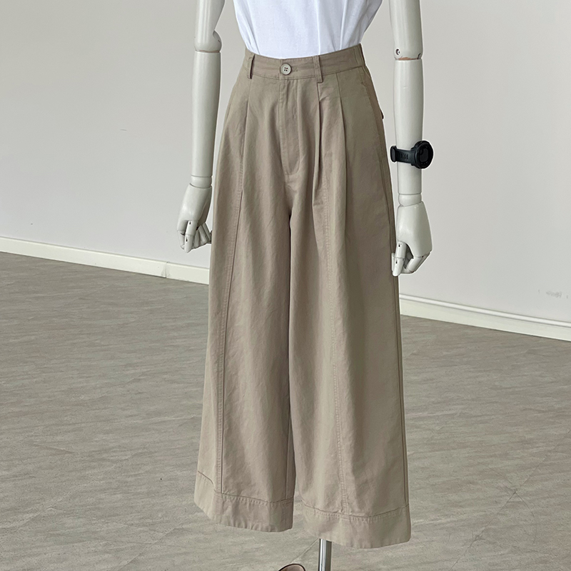 Japanese Style 3D Cut Straight Leg Cropped Pants for Women