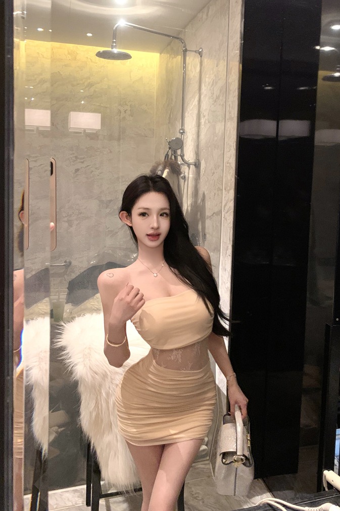 Apricot Pink Lace Strapless Bodycon Mini Dress with Padded Bust - Image 5