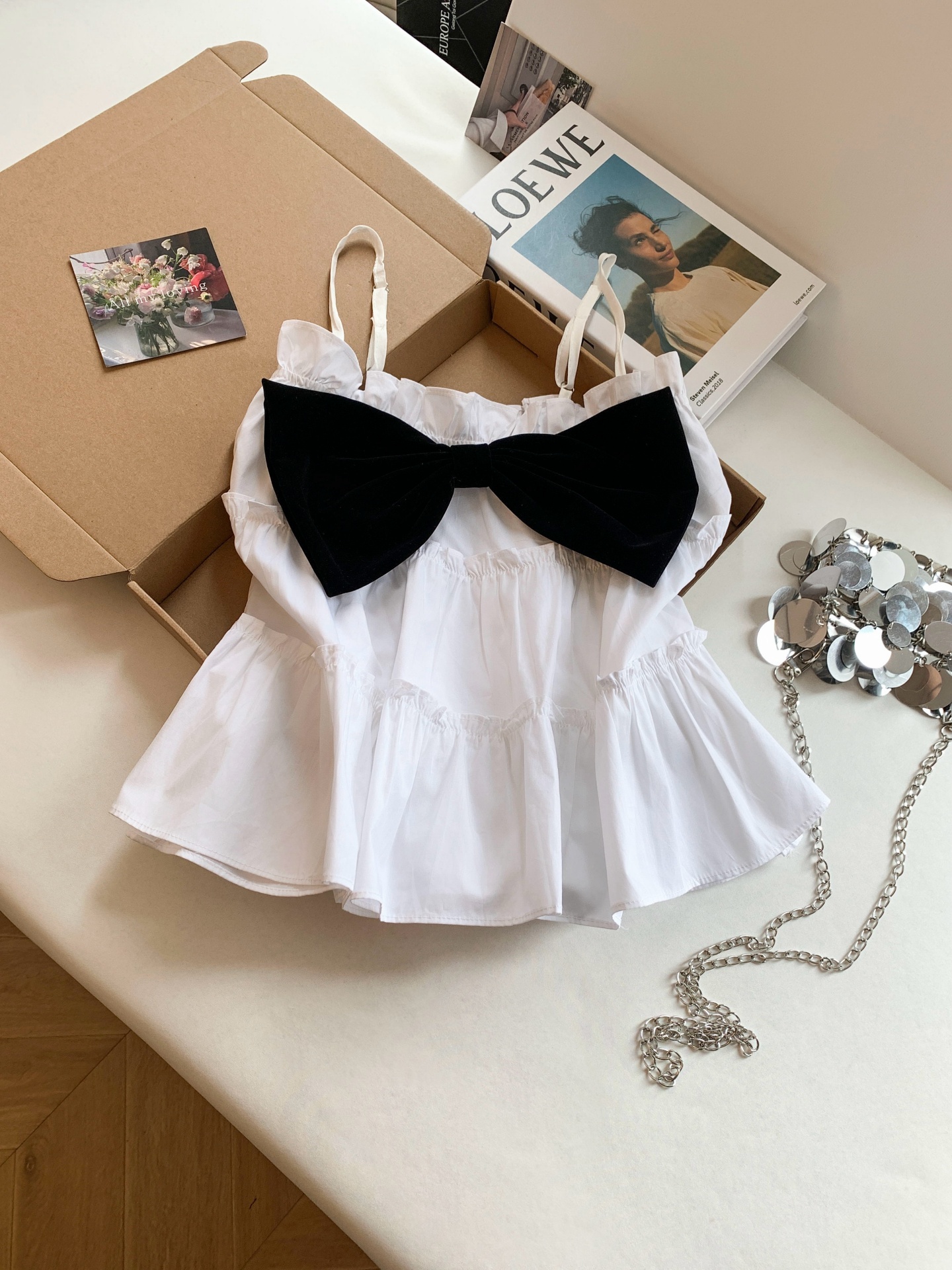 Women's Bow Ruffle Camisole Tank Top 2026 Summer French Style Sleeveless - Image 3