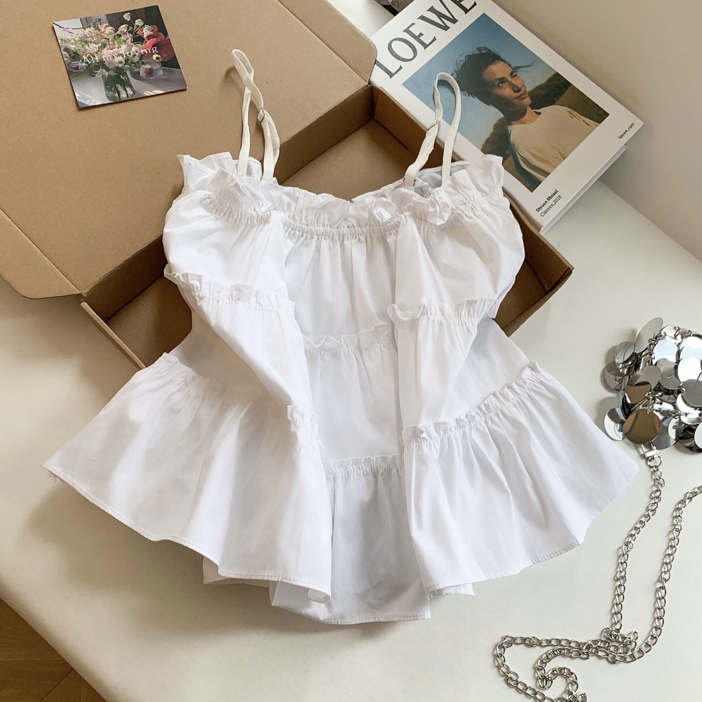 Women's Bow Ruffle Camisole Tank Top 2026 Summer French Style Sleeveless - Image 5