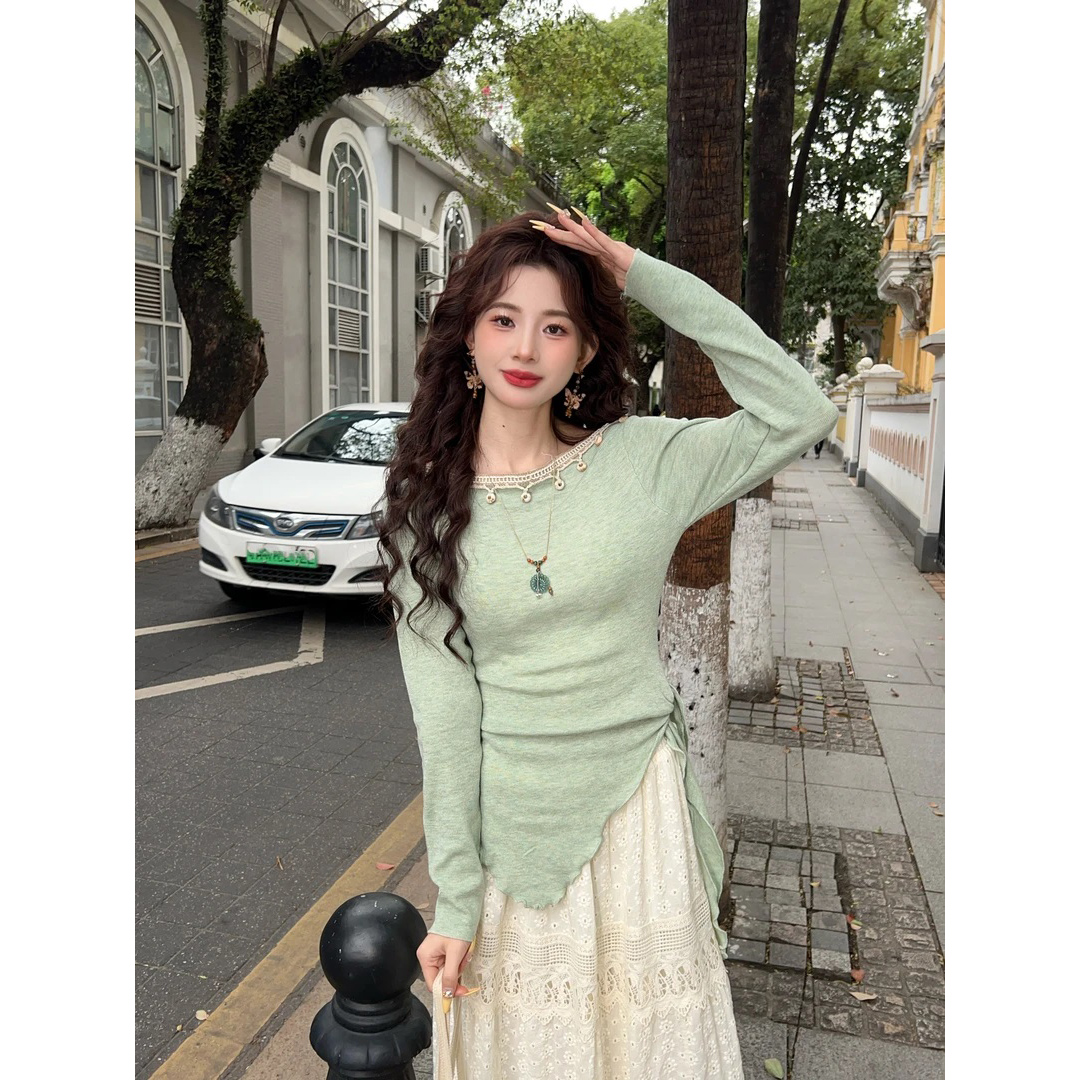 Women's Knit Cami and Cardigan Two-Piece Set in Green and Pink - Style 5d71b9 - Image 5