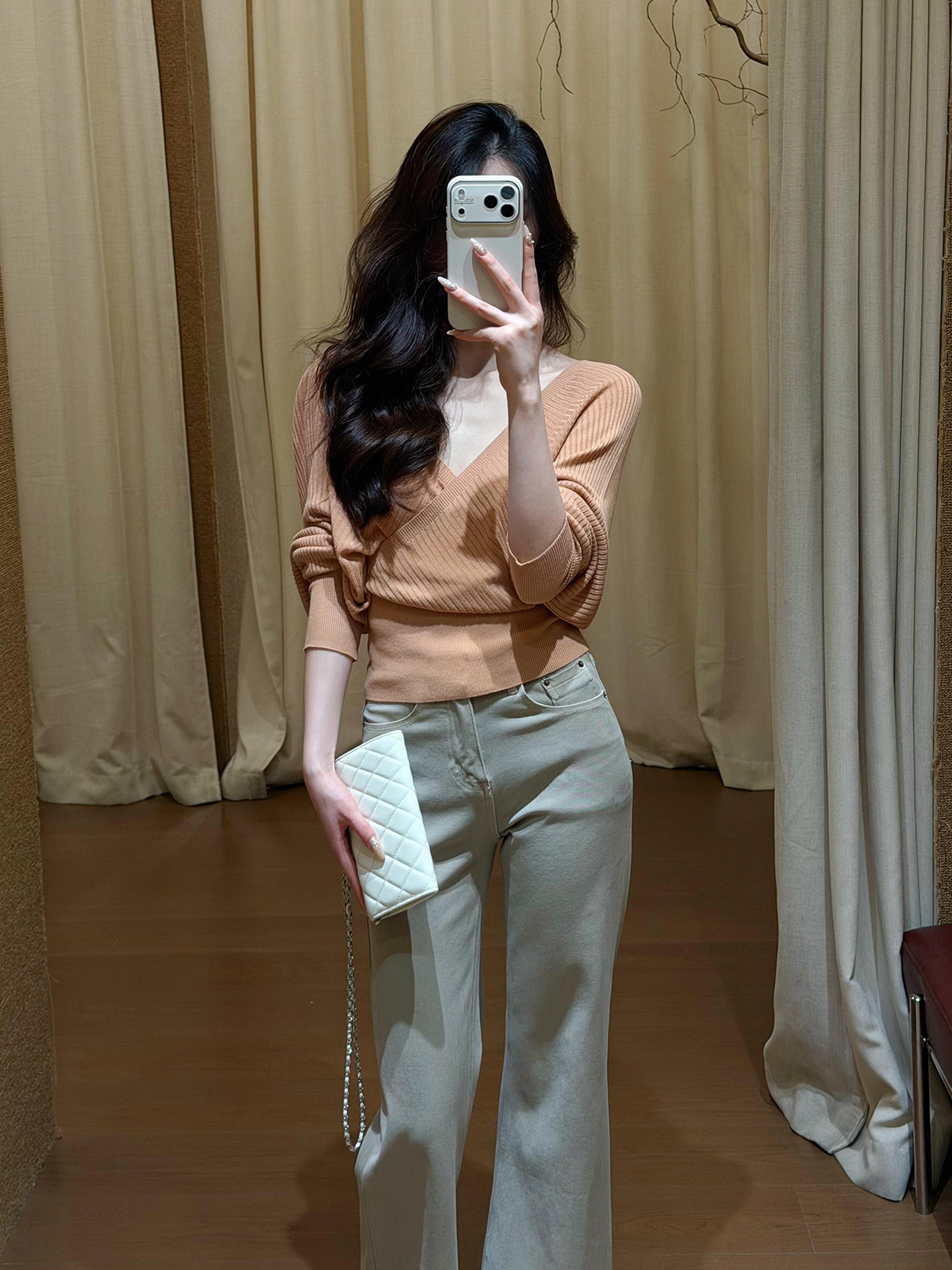 Pink Cross V-Neck Knit Top for Women Early Autumn Waist-Fitted Style - Style 5d7453 - Image 2